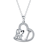 Collar de plata con colgante de corazón 'Compañero leal'