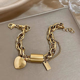 Pulsera gruesa con corazones | Oro