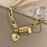 Pulsera gruesa con corazones | Oro