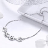 Pulsera ajustable de plata de ley con huella de pata de perro