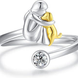 Anillo ajustable para perro hecho de plata – Anillo artesanal para mujeres