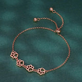 Pulsera ajustable de plata de ley con huella de pata de perro