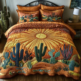 Conjunto de ropa de cama acolchada de 3 piezas - Amanecer en el Cacto