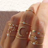 Paquete de 10 Anillos | Anillos Bohemios Plateados y Dorados
