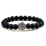 Pulsera de piedra natural con colgante de pata de animal – Pulsera elástica de cuentas para hombres y mujeres