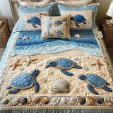 Conjunto de ropa de cama acolchada de 3 piezas Olas del Océano