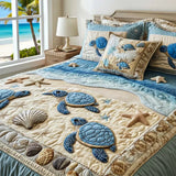 Conjunto de ropa de cama acolchada de 3 piezas Olas del Océano