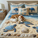 Conjunto de ropa de cama acolchada de 3 piezas Olas del Océano