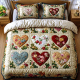 Conjunto de ropa de cama acolchada de 3 piezas - Corazones Apasionados