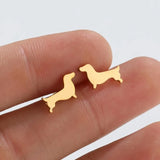 Aros de perro teckel – Pendientes minimalistas de metal