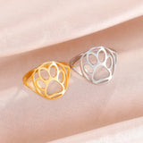 Anillo delicado con pata de animal – Anillo abierto de acero inoxidable con motivo animal