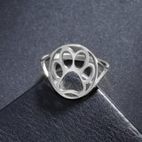 Anillo delicado con pata de animal – Anillo abierto de acero inoxidable con motivo animal