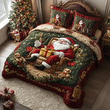 Conjunto de ropa de cama acolchada de 3 piezas - Momento del Padre Noel