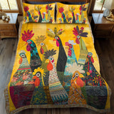 Conjunto de ropa de cama acolchada de 3 piezas - Gallo del Amanecer
