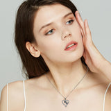 Collar con oso de la amistad en plata y negro