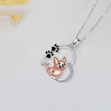 Collar de perro Amistoso de Corazón en Oro Rosa
