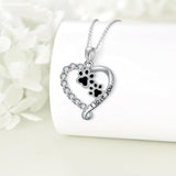 Collar con oso de la amistad en plata y negro