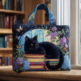 Bolso Artesanal “Gato Negro sobre Libros”